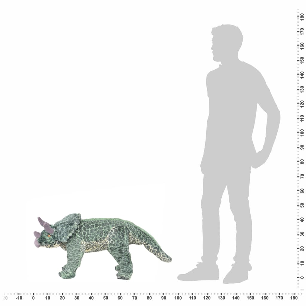 seisev triceratops, plüüs, roheline XXL