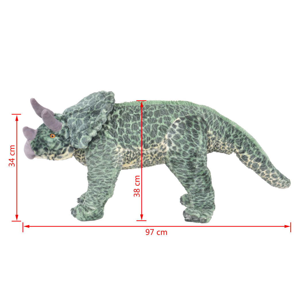 standing triceratops, plush, green XXL