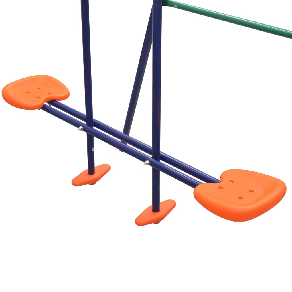 Swing set with slide, 3 seats, orange