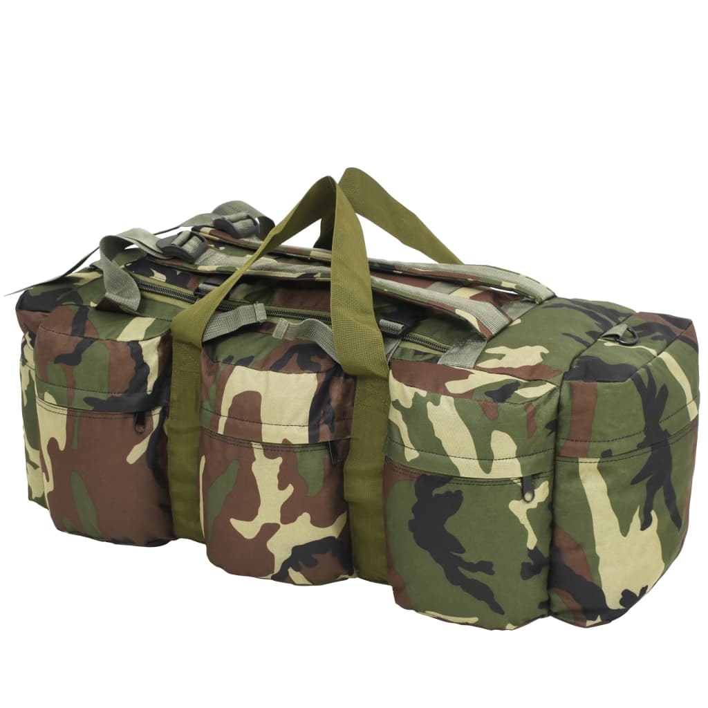 3 in 1 army style fabric travel bag 90 l, protective color