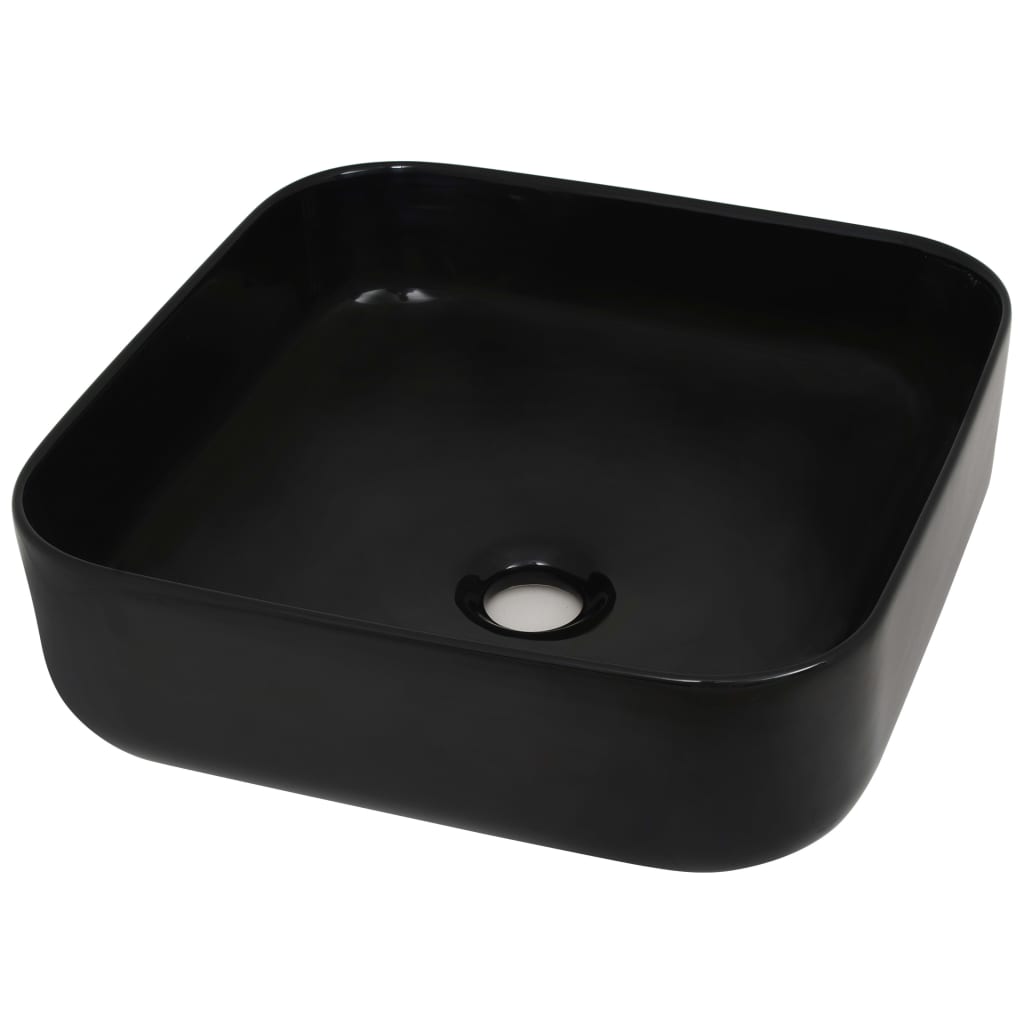 sink, ceramic, square, black 38 x 38 x 13.5 cm