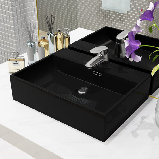 ceramic sink with tap hole 51.5 x 38.5 x 15 cm white