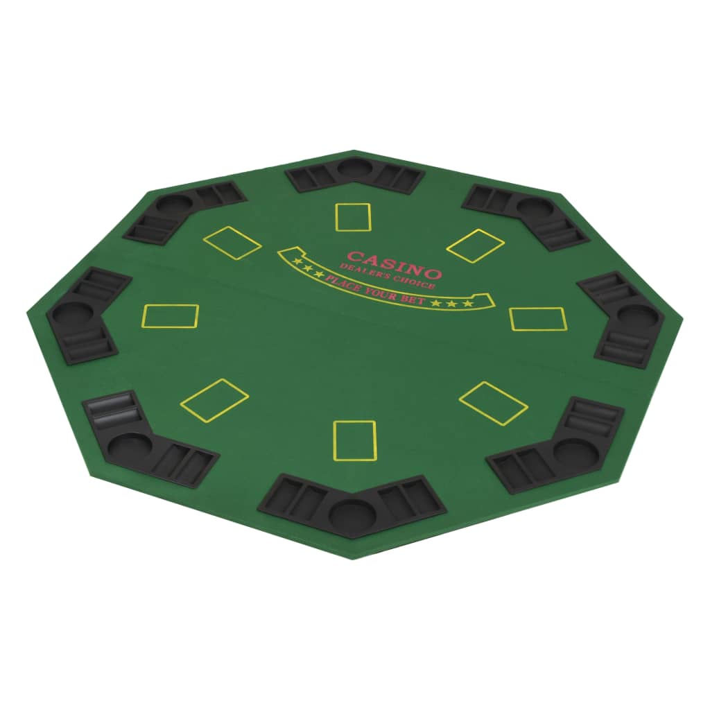 foldable poker tabletop for 2 players, octagonal, green