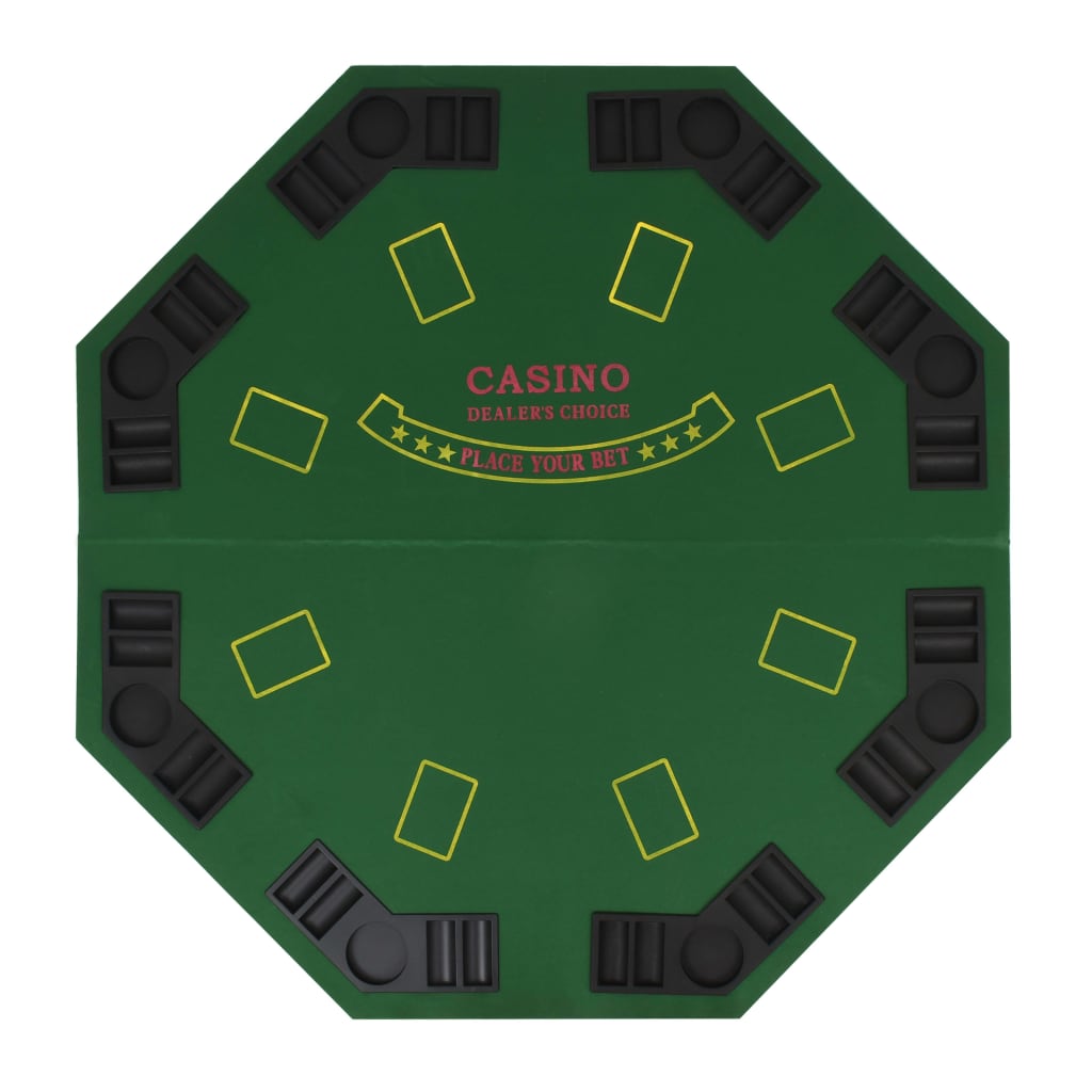 foldable poker tabletop for 2 players, octagonal, green