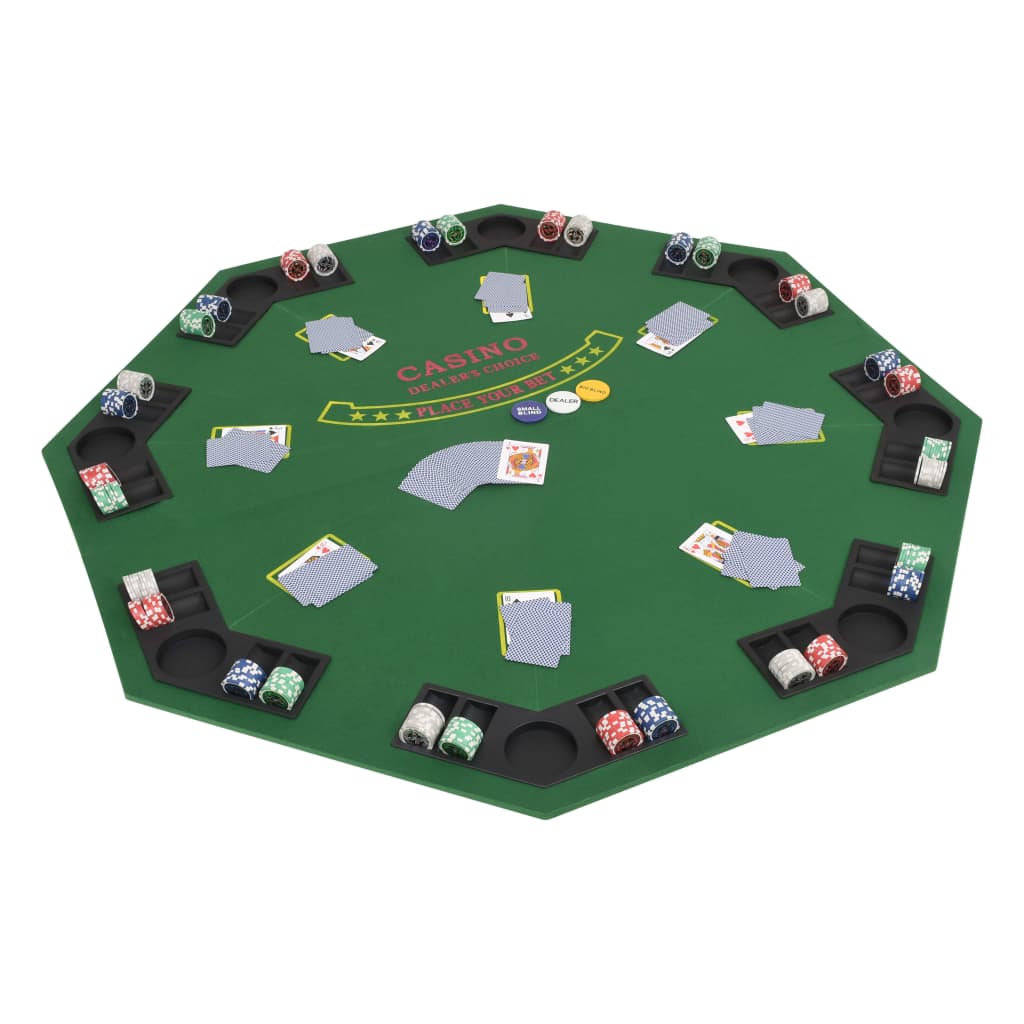 foldable poker tabletop for 2 players, octagonal, green