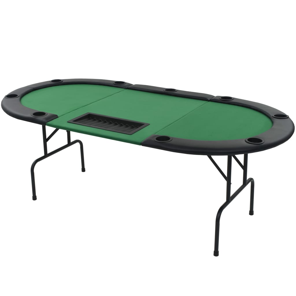 foldable poker table for 9 players, oval, green