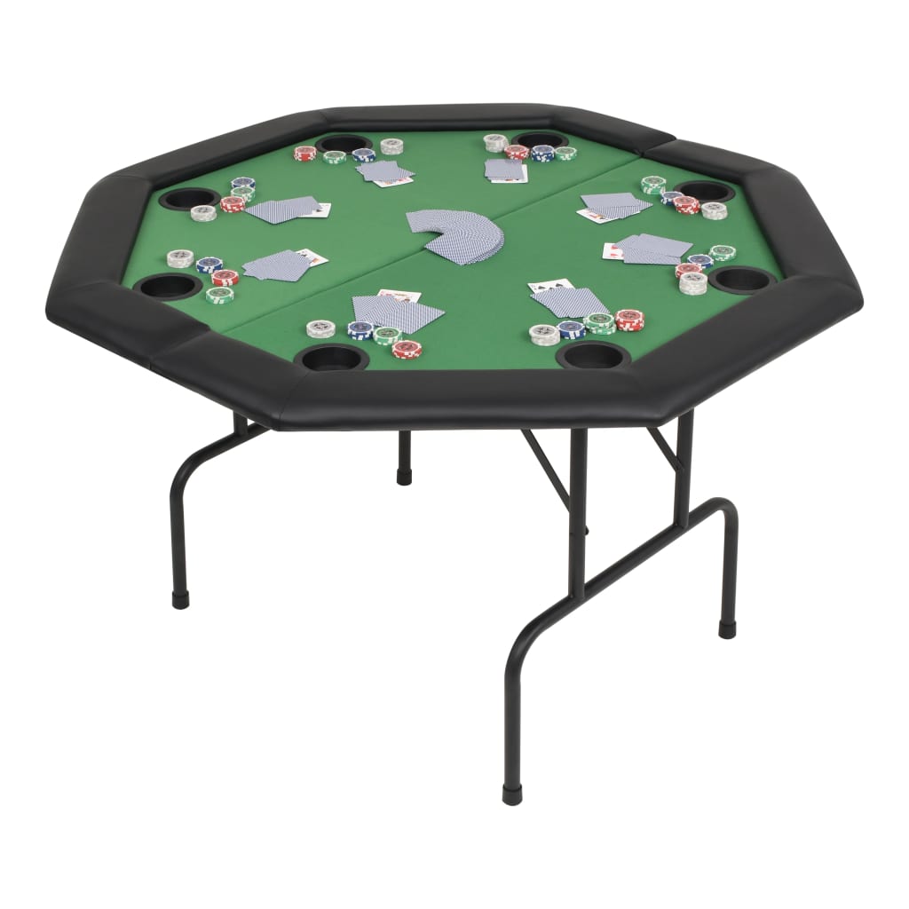 foldable poker table for 8 players, octagonal, green