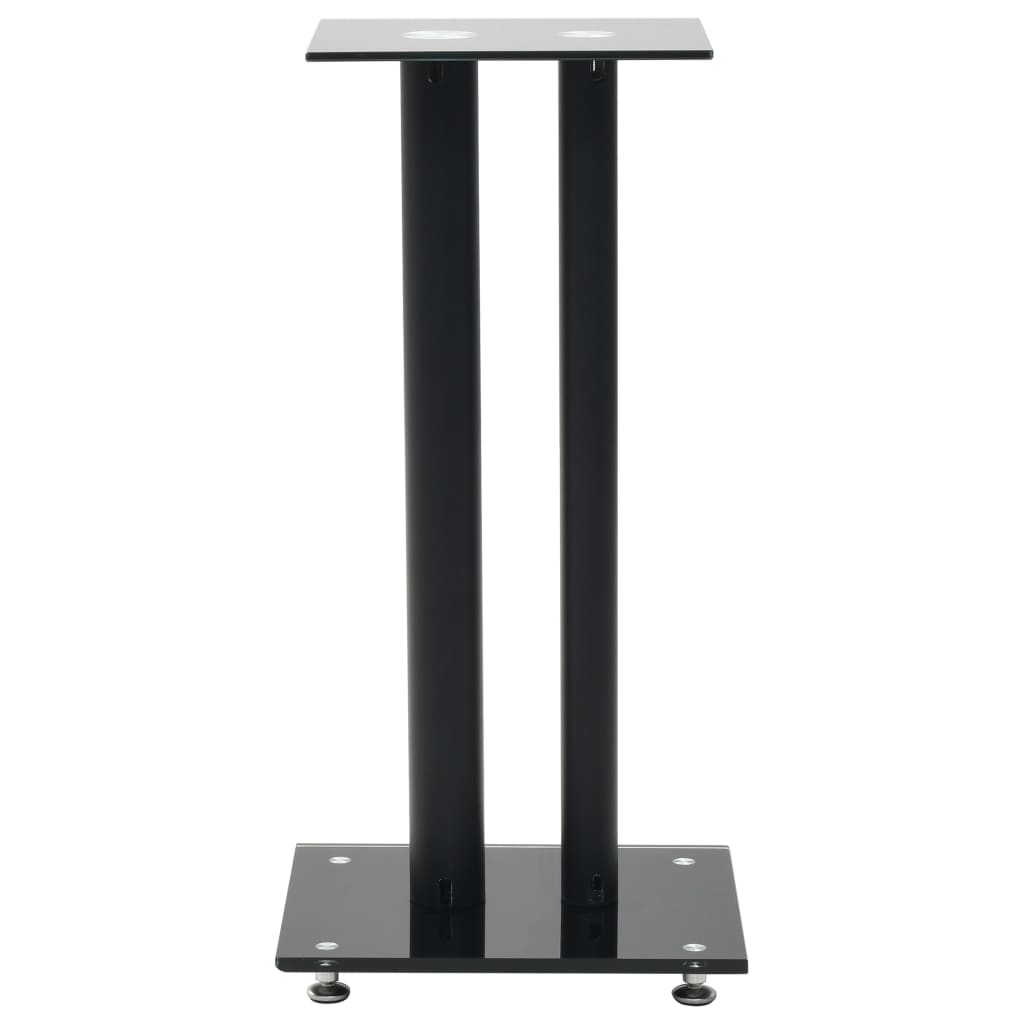 speaker stands 2 pcs, tempered glass, 2-pillar design, black