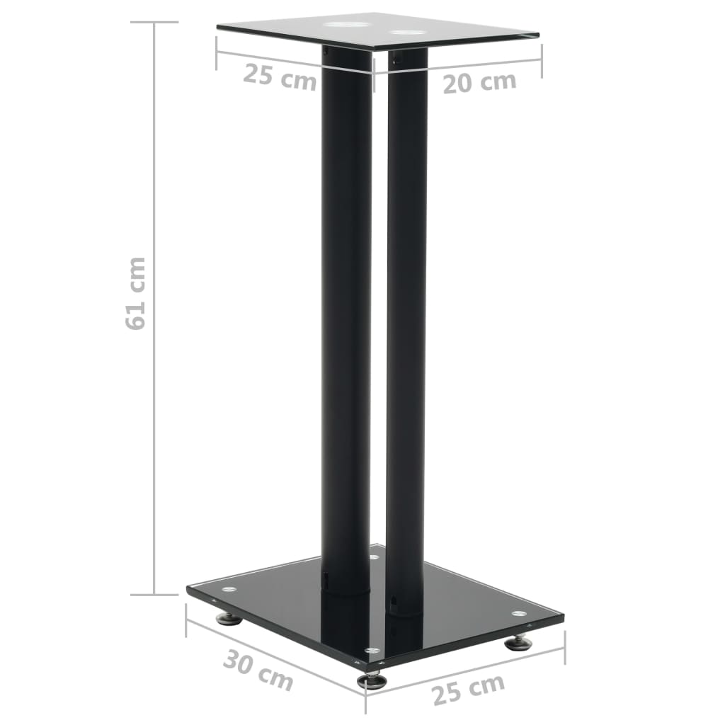 speaker stands 2 pcs, tempered glass, 2-pillar design, black