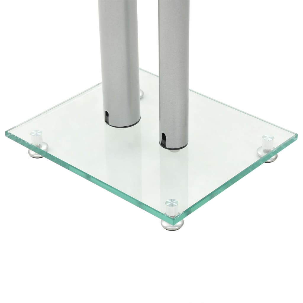 speaker stands 2 pcs, tempered glass, 2-pillar design, silver