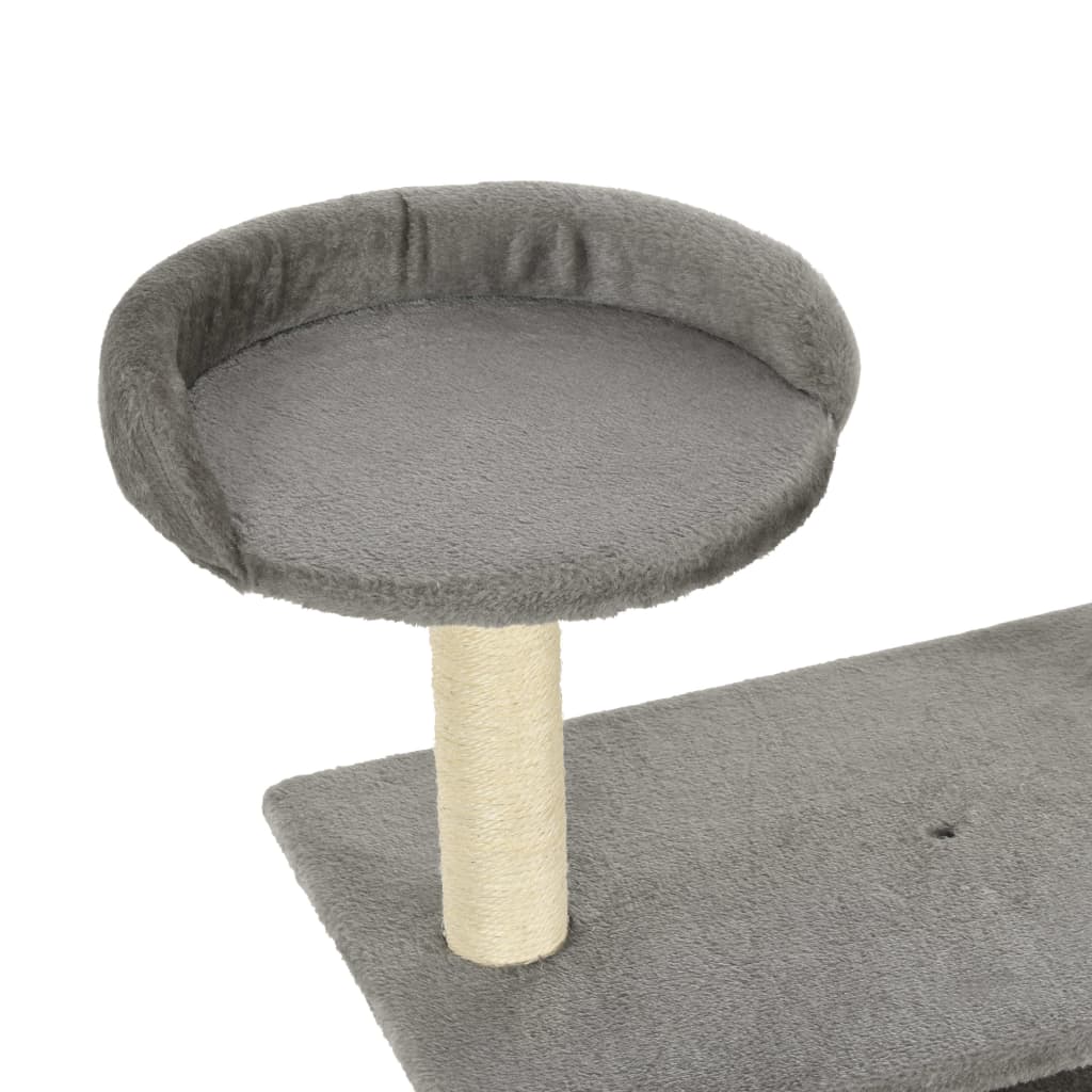 Cat house with sisal rope scratching post 95 cm grey