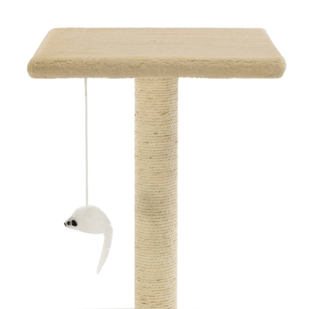 Cat house with sisal rope and scratching post 95 cm beige