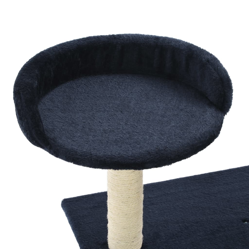 Cat house with sisal rope and scratching post 95 cm dark blue