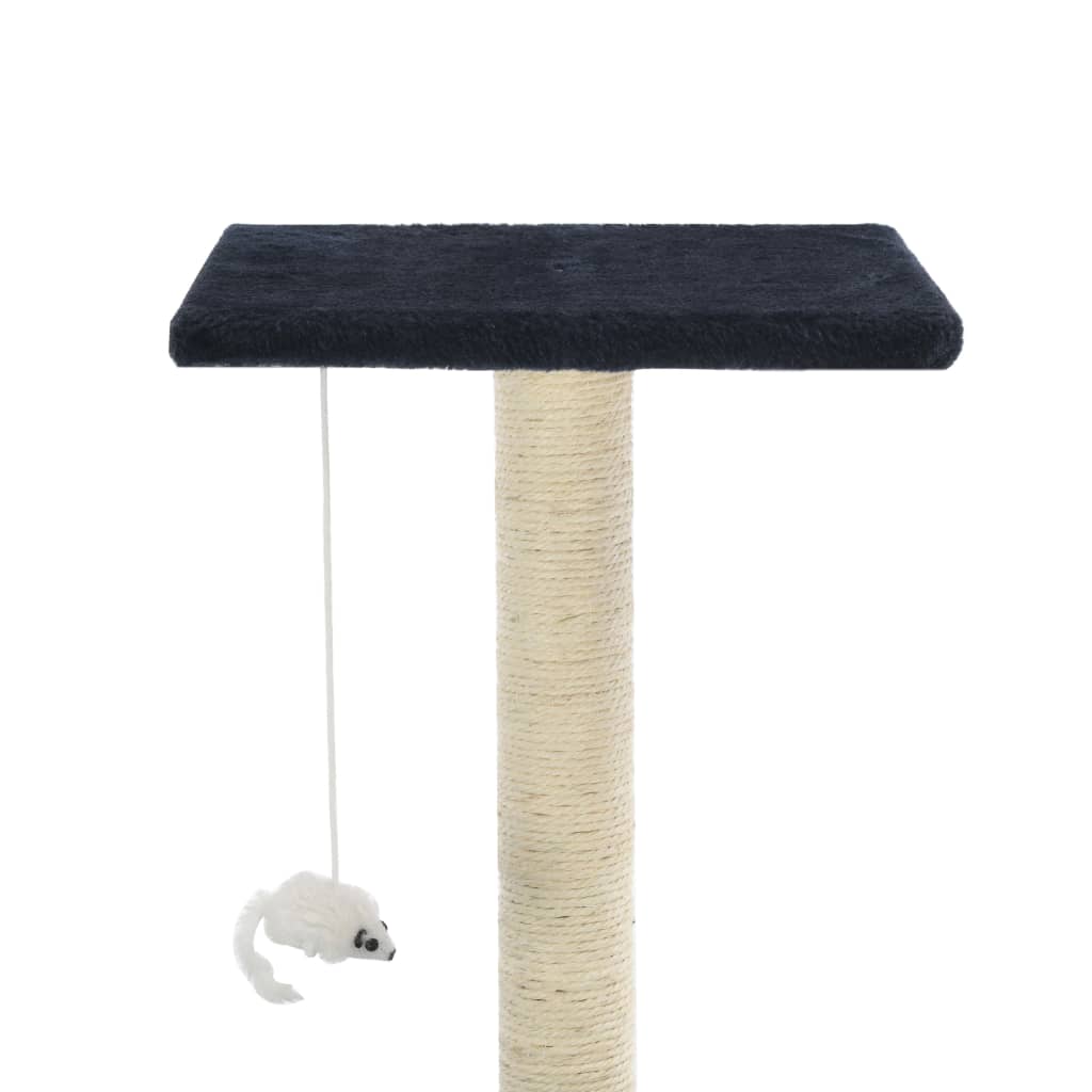 Cat house with sisal rope and scratching post 95 cm dark blue