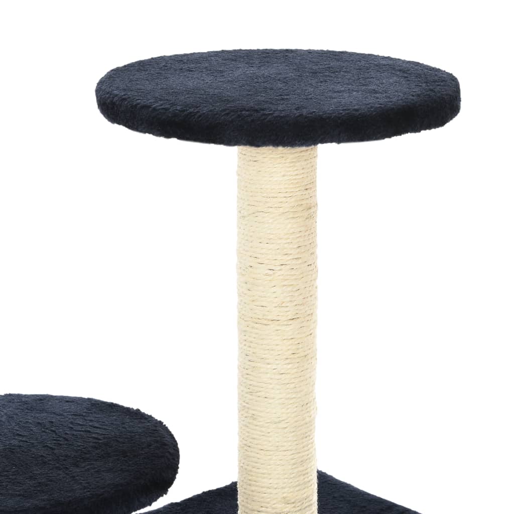 Cat house with sisal rope and scratching post 60 cm, dark blue