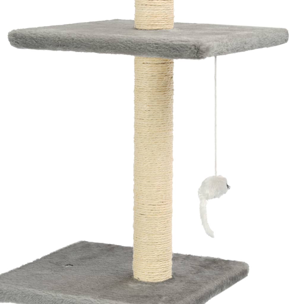 Cat house with sisal rope and scratching post 260 cm, grey