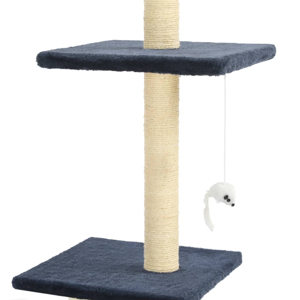 Cat house with sisal rope and scratching post 260 cm, dark blue