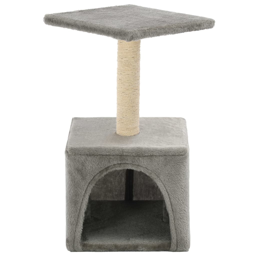 Sisal rope cat house with scratching post 55 cm grey