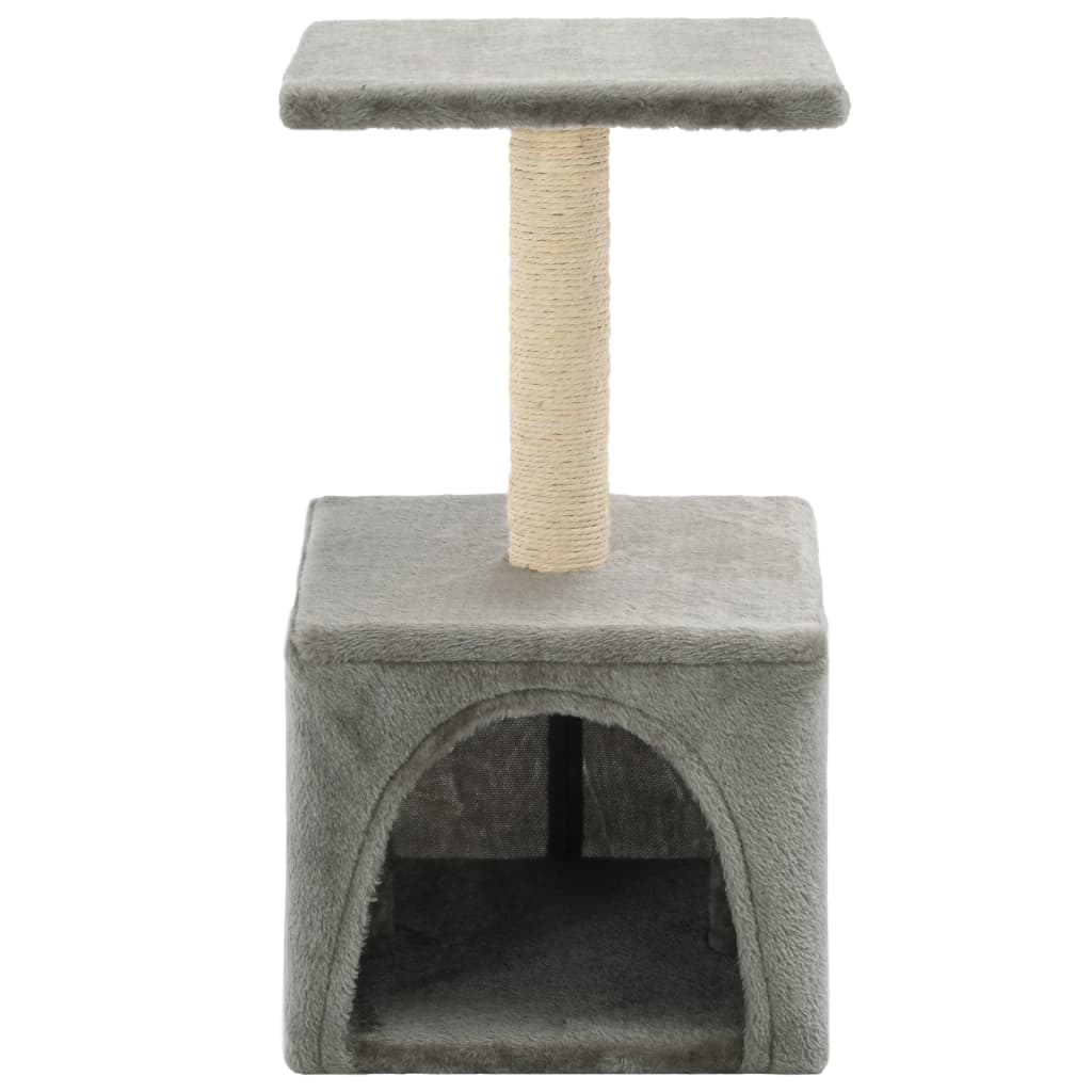 Sisal rope cat house with scratching post 55 cm grey