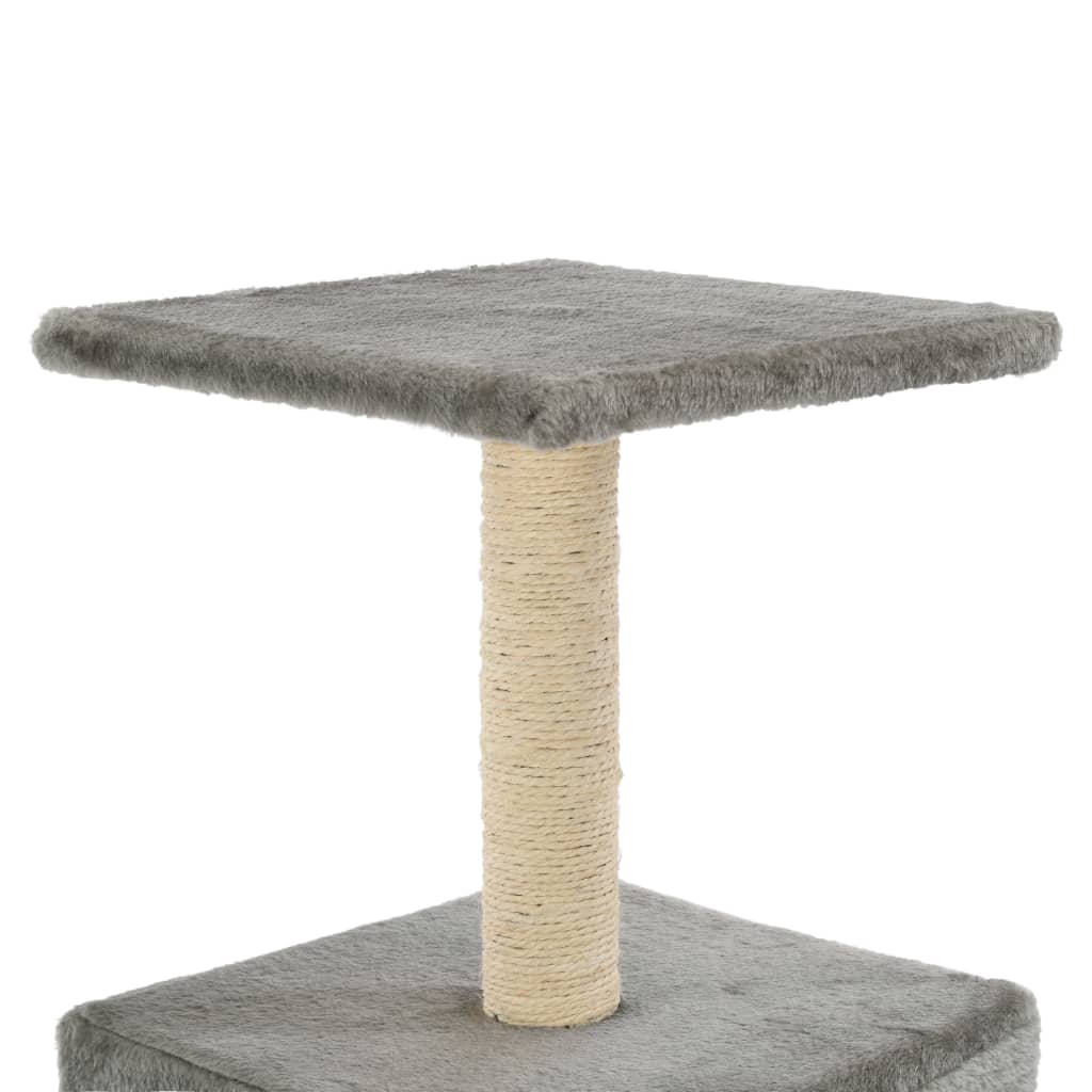 Sisal rope cat house with scratching post 55 cm grey