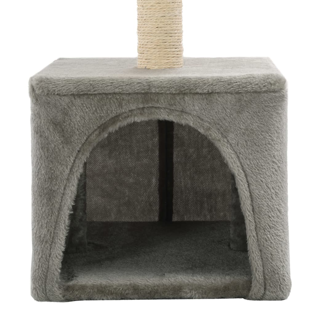 Sisal rope cat house with scratching post 55 cm grey