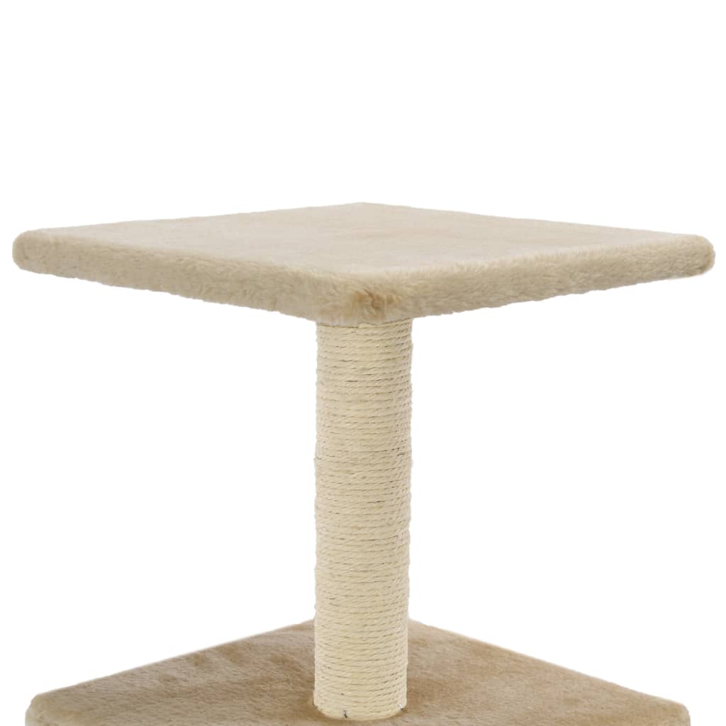 Cat house with sisal rope and scratching post 55 cm beige