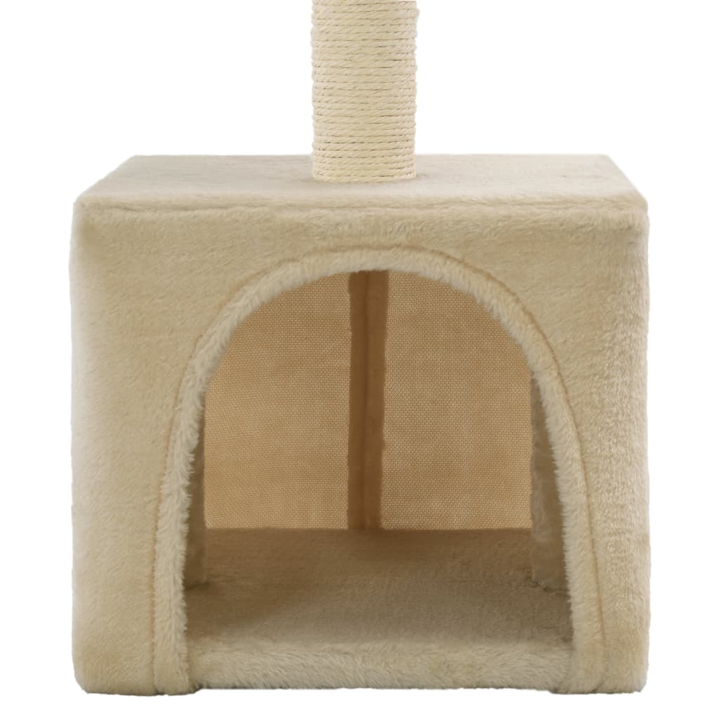 Cat house with sisal rope and scratching post 55 cm beige