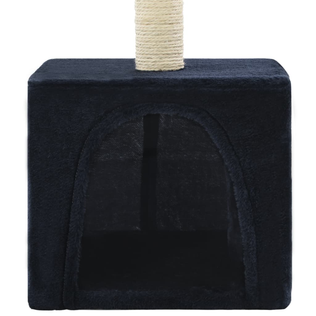 Cat house with sisal rope and scratching post 55 cm, dark blue