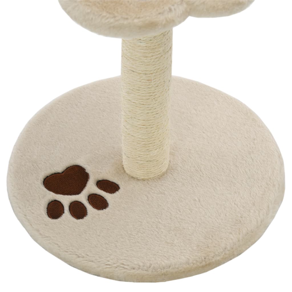 Cat house with sisal rope scratching post 40 cm, beige and brown