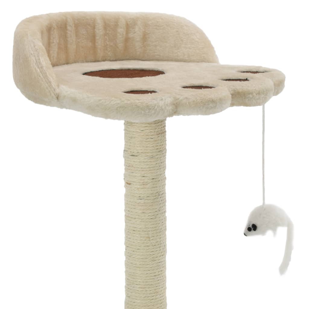 Cat house with sisal rope scratching post 40 cm, beige and brown