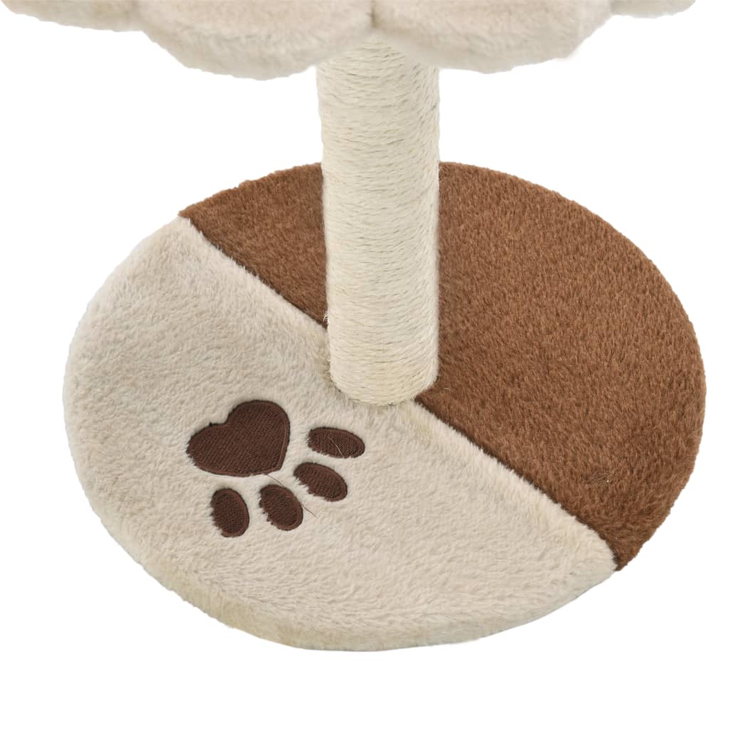 Cat house with sisal rope scratching post 40 cm, beige and brown