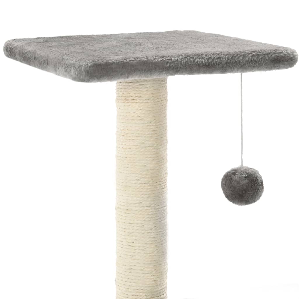 Cat house with sisal rope and scratching post 65 cm, grey