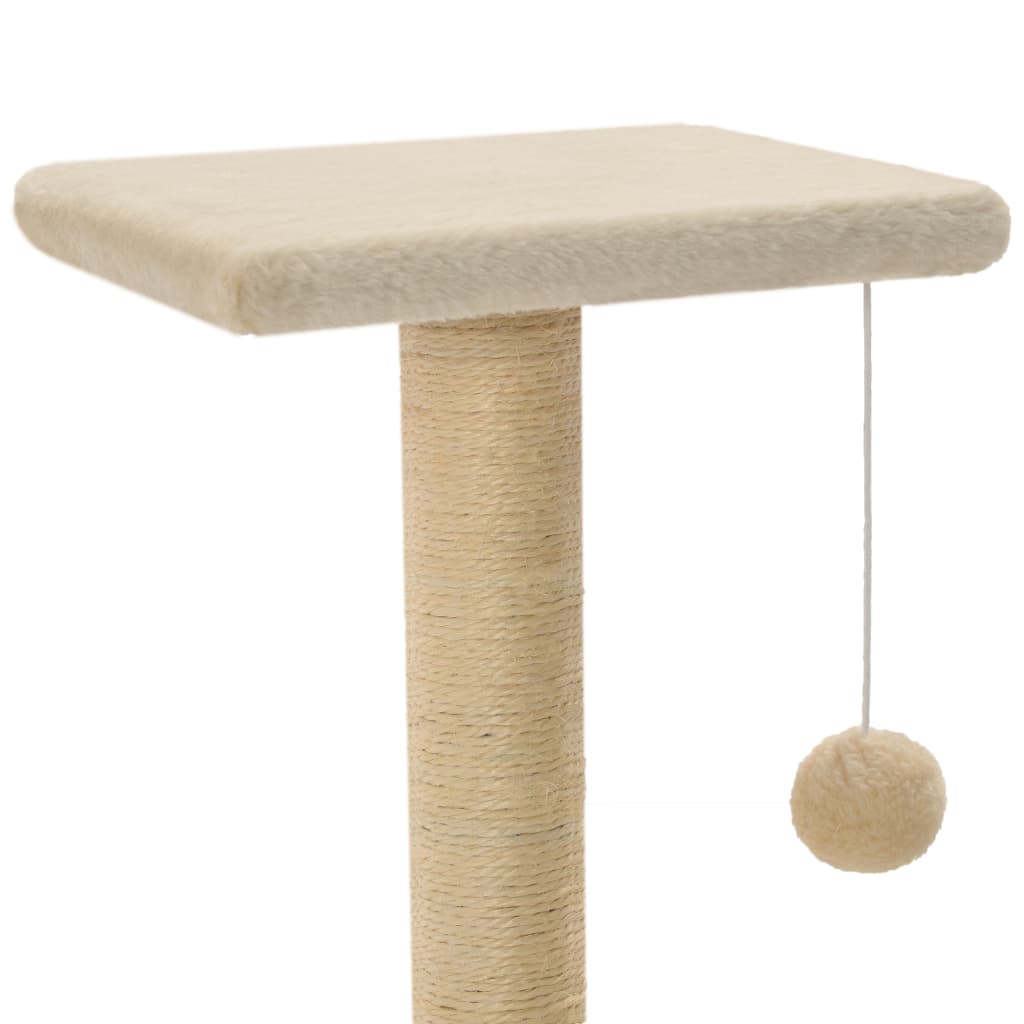 Cat house with sisal rope scratching post, 65 cm, beige