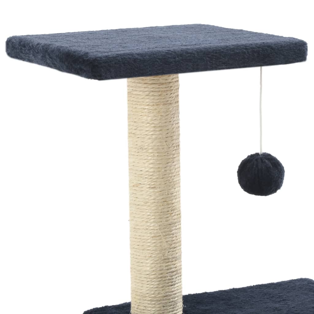 Cat house with sisal rope and scratching post 65 cm, dark blue