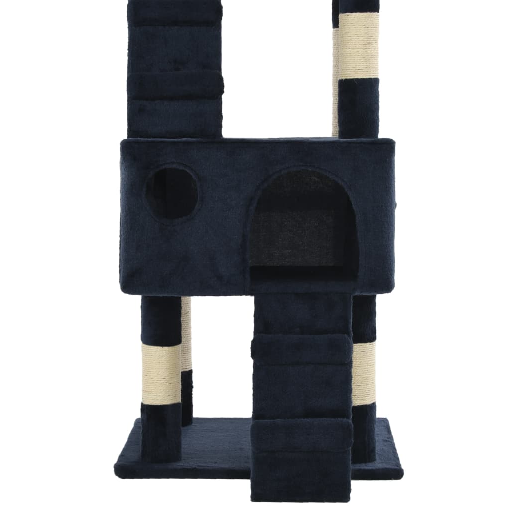 Cat house with sisal rope and scratching post 170 cm blue