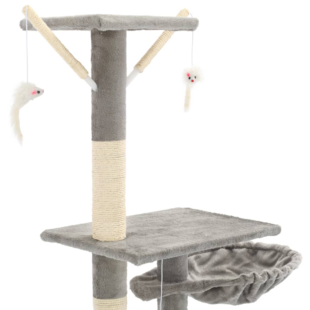 Cat house with sisal rope and scratching post 230–250 cm, grey