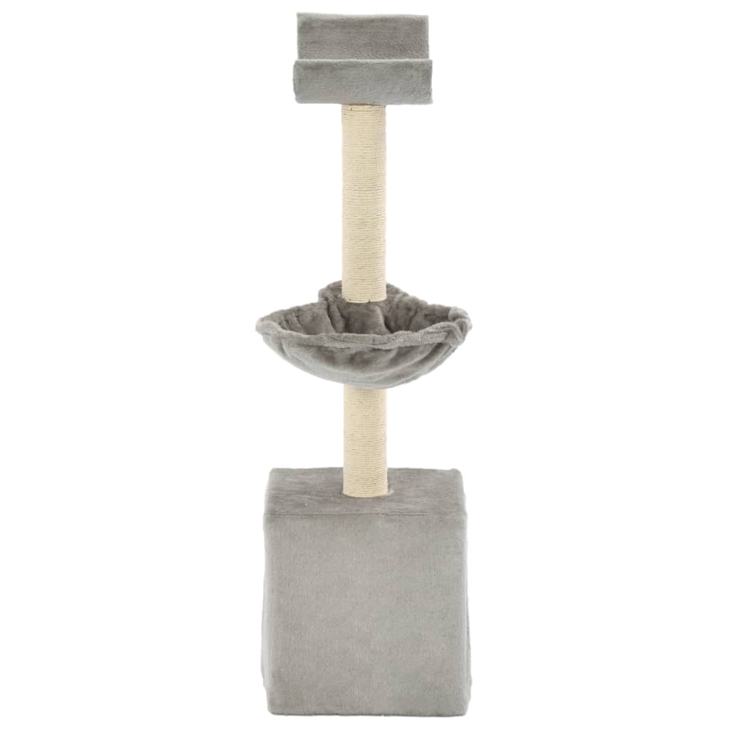 Cat house with sisal rope and scratching post, 105 cm, grey