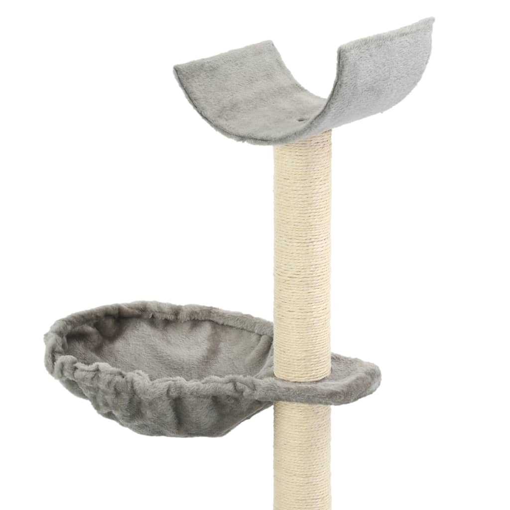 Cat house with sisal rope and scratching post, 105 cm, grey