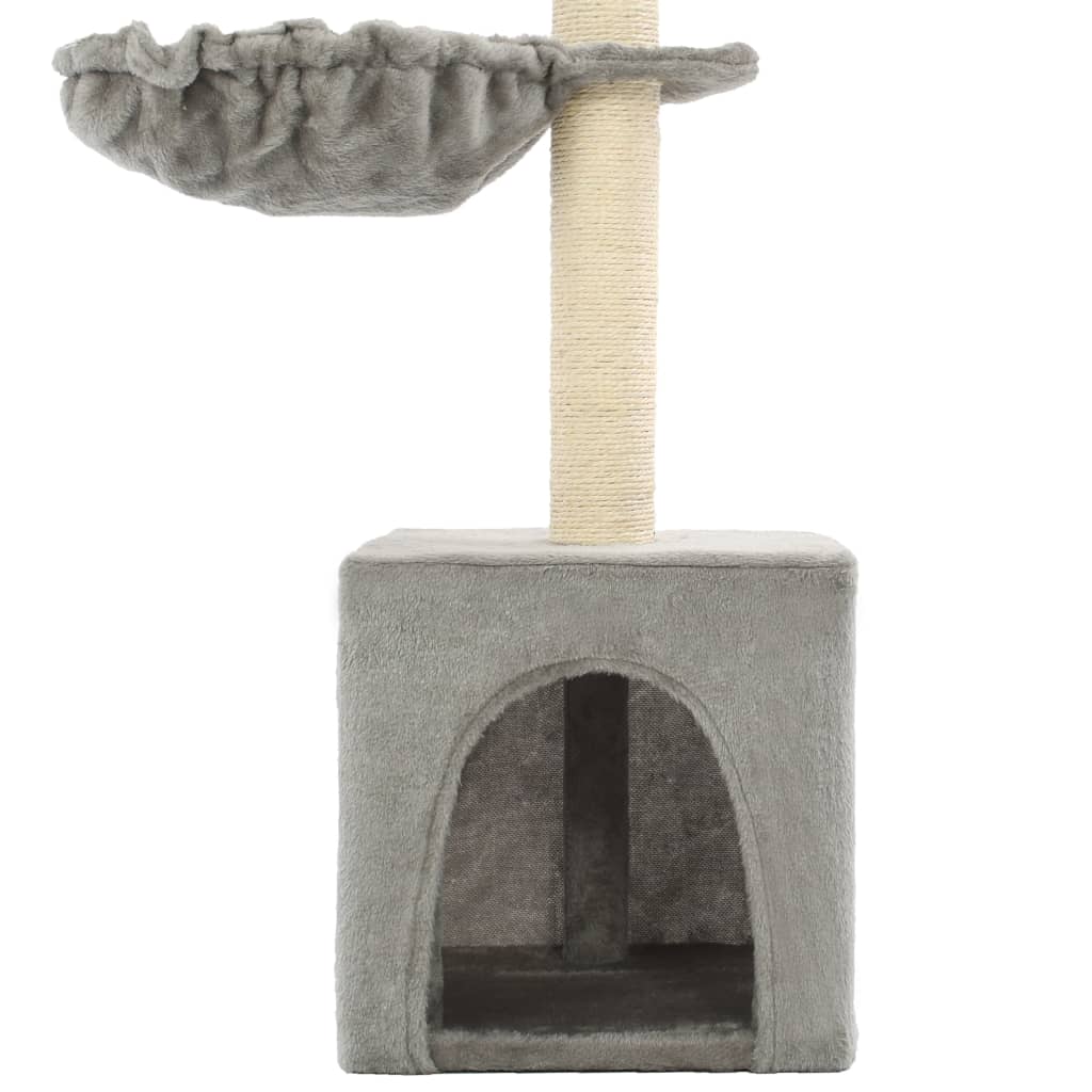 Cat house with sisal rope and scratching post, 105 cm, grey