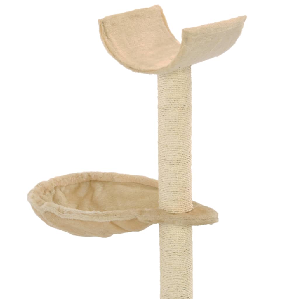 Cat house with sisal rope scratching post, 105 cm, beige