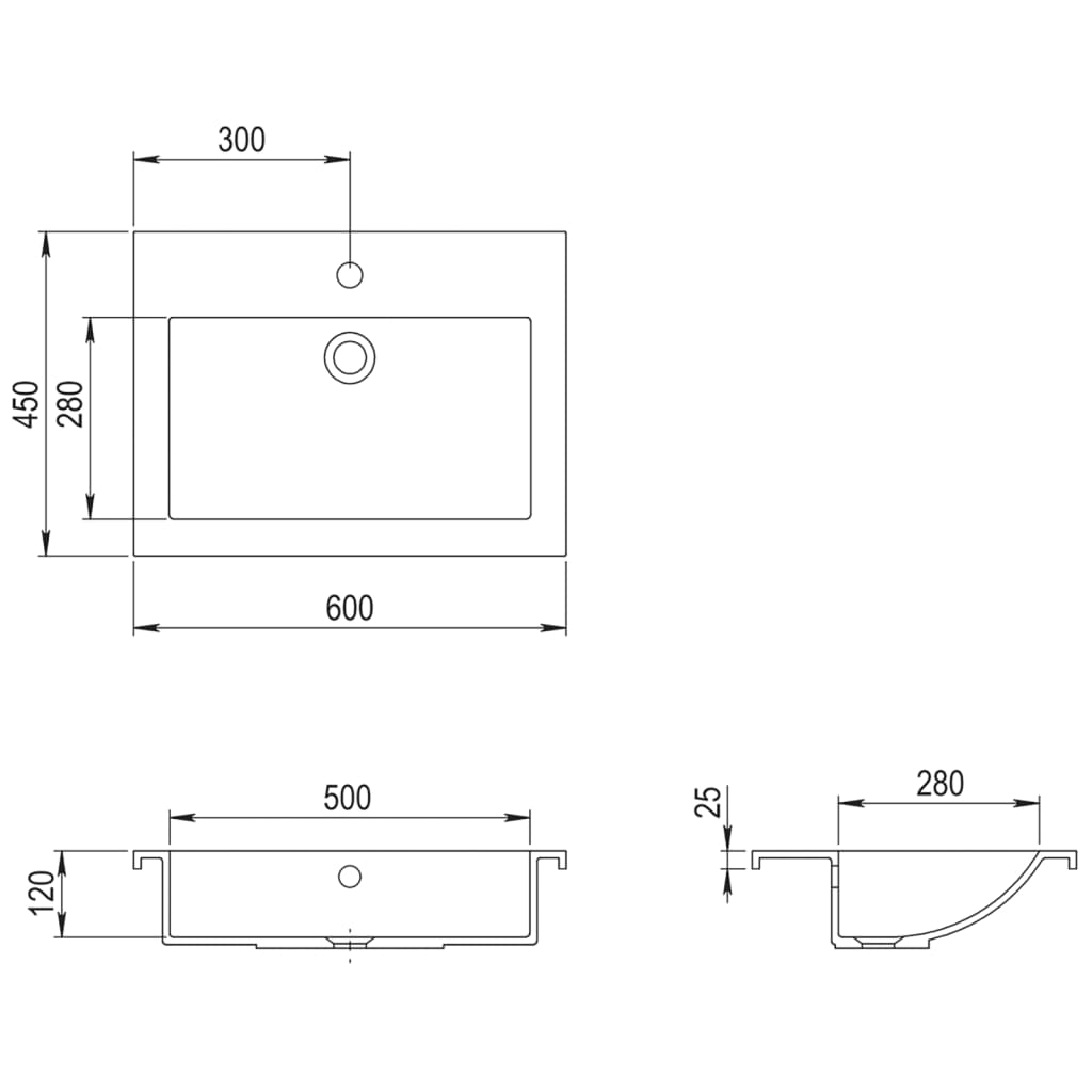 гранитная мойка 600 x 450 x 120 мм белая