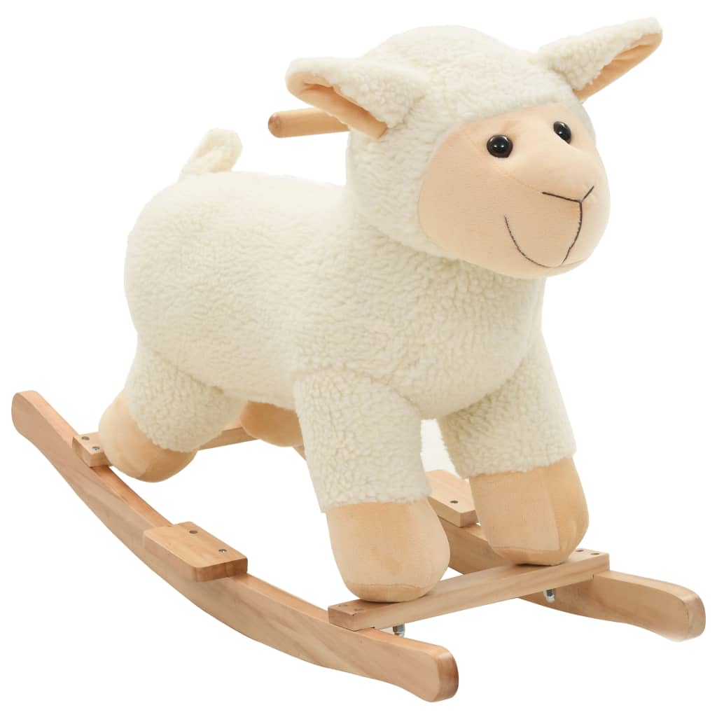 rocking horse, sheep, plush, 78x34x58 cm white