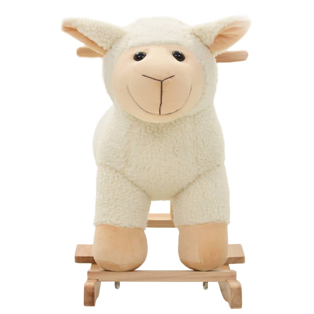 rocking horse, sheep, plush, 78x34x58 cm white