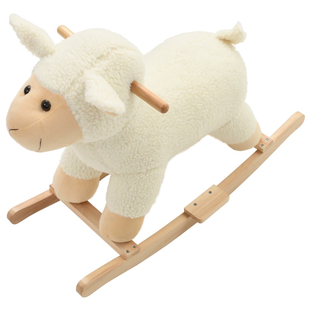 rocking horse, sheep, plush, 78x34x58 cm white