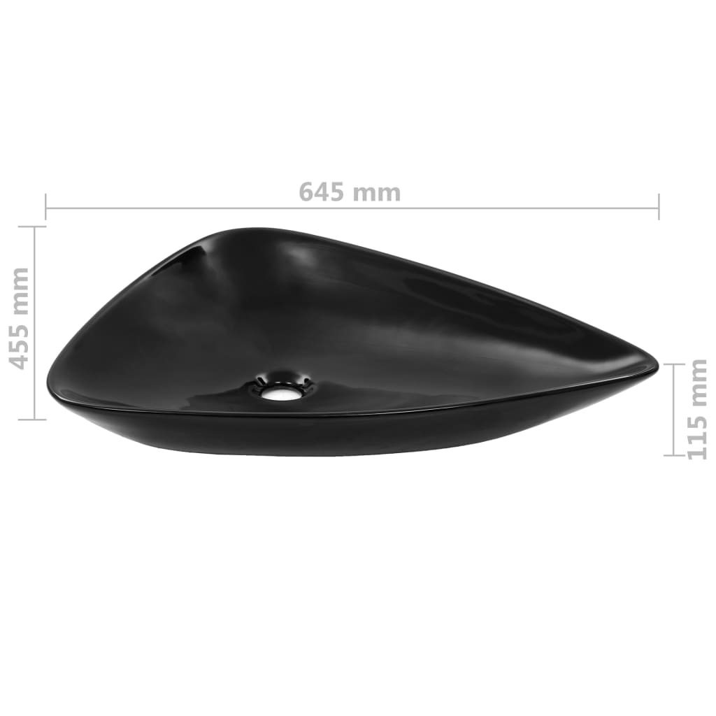 ceramic sink black triangular 645 x 455 x 115 mm