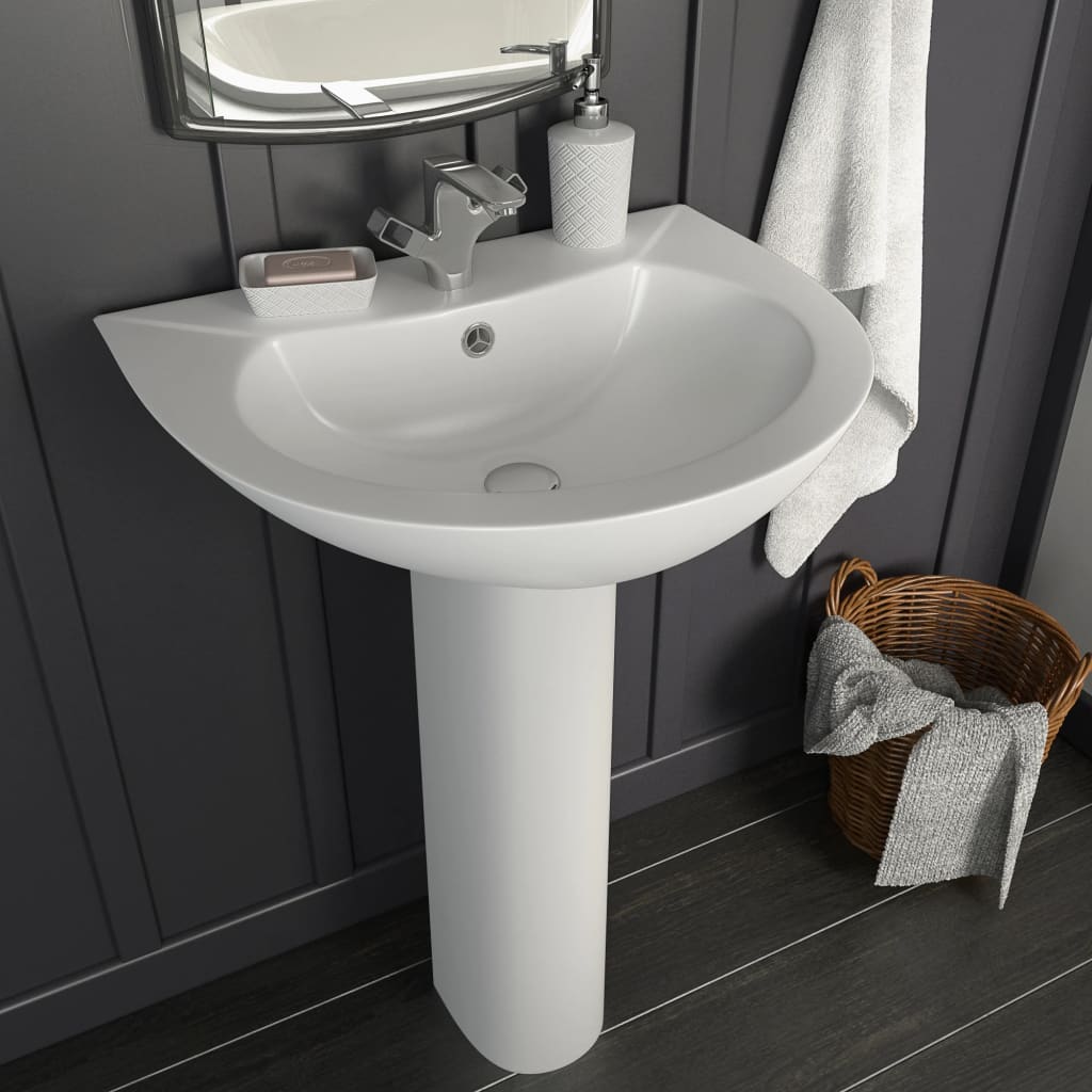 freestanding sink with legs, ceramic, white 520 x 440 x 190 mm