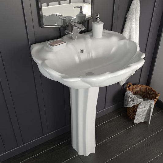 freestanding sink with legs, ceramic, white 580 x 510 x 200 mm