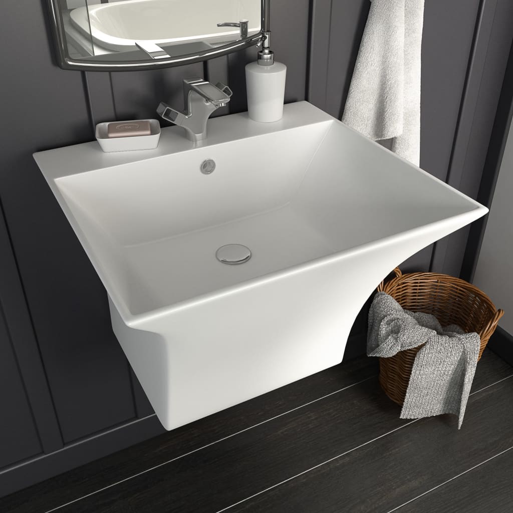 wall-mounted ceramic sink, white 500 x 450 x 410 mm