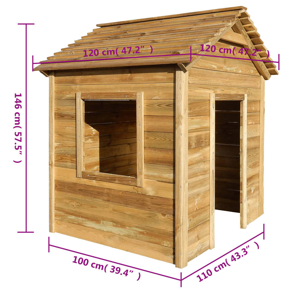 playhouse, 120 x 120 x 146 cm pine wood