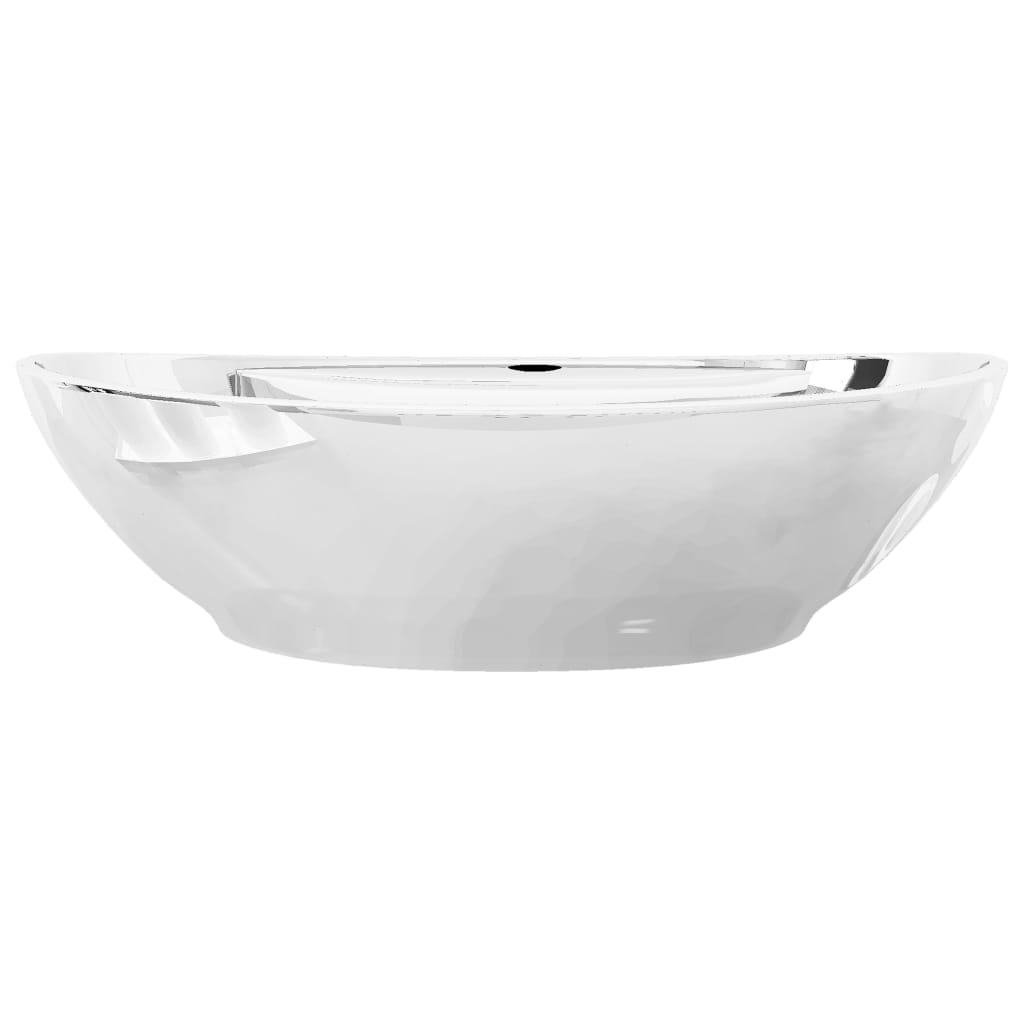 sink, with overflow 58.5 x 39 x 21 cm, ceramic, silver